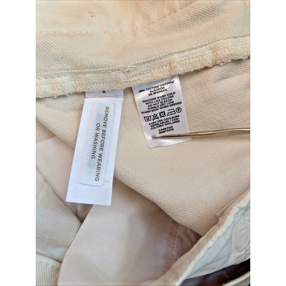 Ann Taylor Wide Leg Hi Rise Cropped Pants Size 10 Ivory Cream Color 30” Waist - Picture 4 of 5